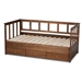 Baxton Studio Kendra Modern and Contemporary Walnut Brown Finished Expandable Twin Size to King Size Daybed with Storage Drawers - BSOMG0035-Walnut-3DW-Daybed