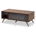 Baxton Studio Naoki Modern and Contemporary Two-Tone Grey and Walnut Finished Wood 1-Drawer Coffee Table - BSOLV15CFT15140-Columbia/Dark Grey-CT