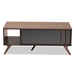 Baxton Studio Naoki Modern and Contemporary Two-Tone Grey and Walnut Finished Wood 1-Drawer Coffee Table - BSOLV15CFT15140-Columbia/Dark Grey-CT