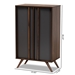 Baxton Studio Naoki Modern and Contemporary Two-Tone Grey and Walnut Finished Wood 2-Door Shoe Cabinet - BSOLV15SC15150-Columbia/Dark Grey-Shoe Cabinet