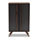 Baxton Studio Naoki Modern and Contemporary Two-Tone Grey and Walnut Finished Wood 2-Door Shoe Cabinet - BSOLV15SC15150-Columbia/Dark Grey-Shoe Cabinet