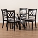Baxton Studio Julia Modern and Contemporary Grey Fabric Upholstered and Dark Brown Finished Wood 5-Piece Dining Set - BSOJulia-Grey/Dark Brown-5PC Dining Set