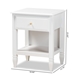 Baxton Studio Naomi Classic and Transitional White Finished Wood 1-Drawer Bedroom Nightstand - BSOMG0038-White-NS