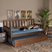Baxton Studio Midori Modern and Contemporary Transitional Walnut Brown Finished Wood Twin Size Daybed with Roll-Out Trundle Bed - BSOMG0046-1-Walnut-Daybed with Trundle