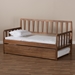 Baxton Studio Midori Modern and Contemporary Transitional Walnut Brown Finished Wood Twin Size Daybed with Roll-Out Trundle Bed - BSOMG0046-1-Walnut-Daybed with Trundle