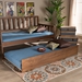 Baxton Studio Midori Modern and Contemporary Transitional Walnut Brown Finished Wood Twin Size Trundle Bed - BSOMG0046-1-Walnut-Trundle