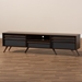 Baxton Studio Naoki Modern and Contemporary Two-Tone Grey and Walnut Finished Wood TV Stand with Drop-Down Compartments - BSOLV15TV15130-Columbia/Dark Grey-TV