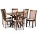 Baxton Studio Lore Modern and Contemporary Grey Fabric Upholstered and Walnut Brown Finished Wood 7-Piece Dining Set