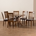 Baxton Studio Lore Modern and Contemporary Grey Fabric Upholstered and Walnut Brown Finished Wood 7-Piece Dining Set - BSOLore-Grey/Walnut-7PC Dining Set