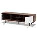 Baxton Studio Meike Mid-Century Modern Two-Tone Walnut Brown and White Finished Wood TV Stand - BSOLV14TV14120WI-Columbia/White-TV