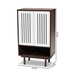 Baxton Studio Meike Mid-Century Modern Two-Tone Walnut Brown and White Finished Wood 2-Door Shoe Cabinet - BSOLV14SC14150WI-Columbia/White-Shoe Cabinet