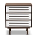 Baxton Studio Meike Mid-Century Modern Two-Tone Walnut Brown and White Finished Wood 3-Drawer Nightstand - BSOLV14COD14230WI-Columbia/White-3DW-Nightstand