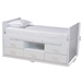 Baxton Studio Mirza Modern and Contemporary White Finished Wood 5-Drawer Twin Size Storage Bed with Pull-Out Desk - BSOMG0041-White-Twin