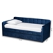 Baxton Studio Jona Modern and Contemporary Transitional Navy Blue Velvet Fabric Upholstered and Button Tufted Twin Size Daybed with Trundle - BSOCF9183-Navy Blue-Daybed-T/T