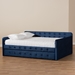 Baxton Studio Jona Modern and Contemporary Transitional Navy Blue Velvet Fabric Upholstered and Button Tufted Queen Size Daybed with Trundle - BSOCF9183-Navy Blue-Daybed-Q/T