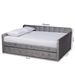Baxton Studio Jona Modern and Contemporary Transitional Grey Velvet Fabric Upholstered and Button Tufted Queen Size Daybed with Trundle - BSOCF9183-Grey-Daybed-Q/T
