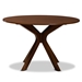 Baxton Studio Kenji Modern and Contemporary Walnut Brown Finished 45-Inch-Wide Round Wood Dining Table - BSORH7208T-Walnut-48-IN-DT