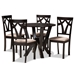 Baxton Studio Reagan Modern and Contemporary Sand Fabric Upholstered and Dark Brown Finished Wood 5-Piece Dining Set
