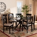 Baxton Studio Sanne Modern and Contemporary Sand Fabric Upholstered and Dark Brown Finished Wood 7-Piece Dining Set - BSOSanne-Sand/Dark Brown-7PC Dining Set