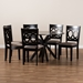 Baxton Studio Sanne Modern and Contemporary Sand Fabric Upholstered and Dark Brown Finished Wood 7-Piece Dining Set - BSOSanne-Sand/Dark Brown-7PC Dining Set