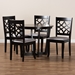 Baxton Studio Tricia Modern and Contemporary Grey Fabric Upholstered and Dark Brown Finished Wood 5-Piece Dining Set - BSOTricia-Grey/Dark Brown-5PC Dining Set