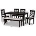 Baxton Studio Dori Modern and Contemporary Grey Fabric Upholstered and Dark Brown Finished Wood 6-Piece Dining Set - BSORH331C-Grey/Dark Brown-6PC Dining Set