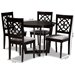 Baxton Studio Valerie Modern and Contemporary Grey Fabric Upholstered and Dark Brown Finished Wood 5-Piece Dining Set - BSOValerie-Grey/Dark Brown-5PC Dining Set