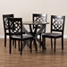 Baxton Studio Tonia Modern and Contemporary Grey Fabric Upholstered and Dark Brown Finished Wood 5-Piece Dining Set - BSOTonia-Grey/Dark Brown-5PC Dining Set