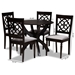 Baxton Studio Tonia Modern and Contemporary Grey Fabric Upholstered and Dark Brown Finished Wood 5-Piece Dining Set - BSOTonia-Grey/Dark Brown-5PC Dining Set