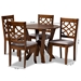 Baxton Studio Alisa Modern and Contemporary Grey Fabric Upholstered and Walnut Brown Finished Wood 5-Piece Dining Set - BSOAlisa-Grey/Walnut-5PC Dining Set