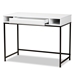 Baxton Studio Cargan Modern and Contemporary White Finished Wood and Black Metal 1-Drawer Desk - BSOST8002-White/Black-Desk