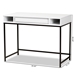 Baxton Studio Cargan Modern and Contemporary White Finished Wood and Black Metal 1-Drawer Desk - BSOST8002-White/Black-Desk