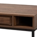 Baxton Studio Cargan Modern and Contemporary Walnut Brown Finished Wood and Black Metal 1-Drawer Desk - BSOST8002-Walnut/Black-Desk