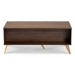 Baxton Studio Edel Mid-Century Modern Walnut Brown and Gold Finished Wood Coffee Table - BSOLV12CFT12140WI-Columbia/Gold-CT