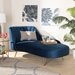 Baxton Studio Kailyn Glam and Luxe Navy Blue Velvet Fabric Upholstered and Gold Finished Chaise - BSOTSF-6720-Navy Blue Velvet/Gold-Chaise