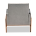 Baxton Studio Perris Mid-Century Modern Grey Velvet Fabric Upholstered and Walnut Brown Finished Wood Lounge Chair - BSOBBT8042-Grey Velvet/Walnut-CC