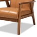 Baxton Studio Nikko Mid-century Modern Tan Faux Leather Upholstered and Walnut Brown finished Wood Lounge Chair - BSOBBT8011A2-Tan Chair