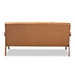 Baxton Studio Nikko Mid-century Modern Tan Faux Leather Upholstered and Walnut Brown finished Wood Sofa - BSOBBT8011A2-Tan Sofa
