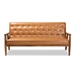 Baxton Studio Sorrento Mid-Century Modern Tan Faux Leather Upholstered and Walnut Brown Finished Wood Sofa - BSOBBT8013-Tan Sofa