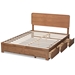 Baxton Studio Eleni Modern and Contemporary Transitional Ash Walnut Brown Finished Wood Queen Size 3-Drawer Platform Storage Bed - BSOEleni-Ash Walnut-Queen