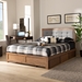 Baxton Studio Lene Modern and Contemporary Transitional Dark Grey Fabric Upholstered and Ash Walnut Brown Finished Wood Queen Size 3-Drawer Platform Storage Bed - BSOLene-Dark Grey/Ash Walnut-Queen