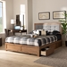 Baxton Studio Lene Modern and Contemporary Transitional Dark Grey Fabric Upholstered and Ash Walnut Brown Finished Wood Full Size 3-Drawer Platform Storage Bed - BSOLene-Dark Grey/Ash Walnut-Full