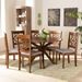 Baxton Studio Sadie Modern and Contemporary Grey Fabric Upholstered and Walnut Brown Finished Wood 7-Piece Dining Set - BSOSadie-Grey/Walnut-7PC Dining Set