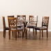 Baxton Studio Sadie Modern and Contemporary Grey Fabric Upholstered and Walnut Brown Finished Wood 7-Piece Dining Set - BSOSadie-Grey/Walnut-7PC Dining Set