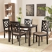 Baxton Studio Ramiro Modern and Contemporary Sand Fabric Upholstered and Dark Brown Finished Wood 5-Piece Dining Set - BSORH336C-Sand/Dark Brown-5PC Dining Set