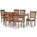 Baxton Studio Ramiro Modern and Contemporary Grey Fabric Upholstered and Walnut Brown Finished Wood 7-Piece Dining Set - BSORH336C-Grey/Walnut-7PC Dining Set