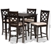 Baxton Studio Ramiro Modern and Contemporary Transitional Sand Fabric Upholstered and Dark Brown Finished Wood 5-Piece Pub Set - BSORH336P-Sand/Dark Brown-5PC Pub Set