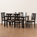 Baxton Studio Fenton Modern and Contemporary Sand Fabric Upholstered and Dark Brown Finished Wood 7-Piece Dining Set - BSORH338C-Sand/Dark Brown-7PC Dining Set