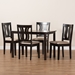 Baxton Studio Fenton Modern and Contemporary Sand Fabric Upholstered and Dark Brown Finished Wood 5-Piece Dining Set - BSORH338C-Sand/Dark Brown-5PC Dining Set