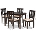 Baxton Studio Fenton Modern and Contemporary Sand Fabric Upholstered and Dark Brown Finished Wood 5-Piece Dining Set - BSORH338C-Sand/Dark Brown-5PC Dining Set